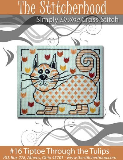 Cross Stitch Design | Cat | Flowers | Animal | Pattern | PDF Download