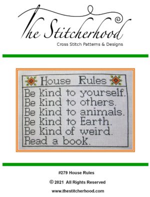 House Rules Funny Cross Stitch Pattern Design