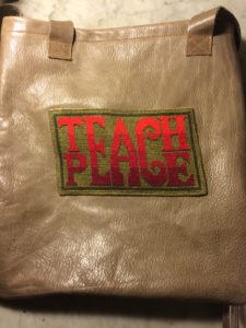 teach peach cross stitch bag design