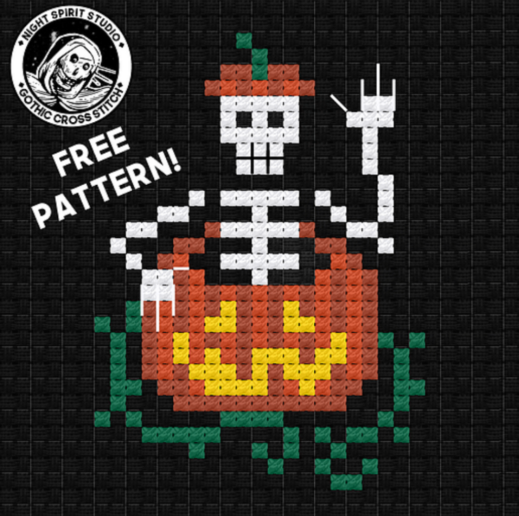 night spirit studio Halloween pumpkin spiced cross stitch freebie