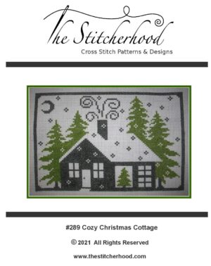 Christmas Cross Stitch Pattern Cabin in Woods and Snow