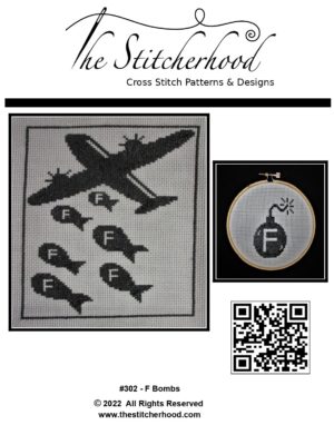 F Bombs subversive snarky funny cross stitch pattern vintage plane design