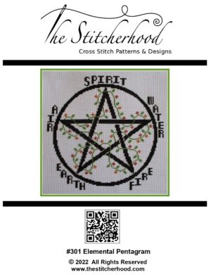 Elemental Pentagram Wiccan Cross Stitch Pattern Wicca Pagan Design
