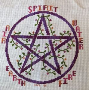 Elemental Pentagram, Wicca Cross Stitch, Pagan Design, Witch