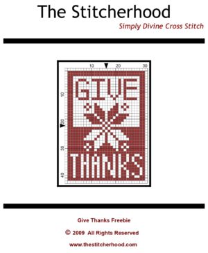 Give Thanks, a free cross stitch pattern for Thanksgiving.