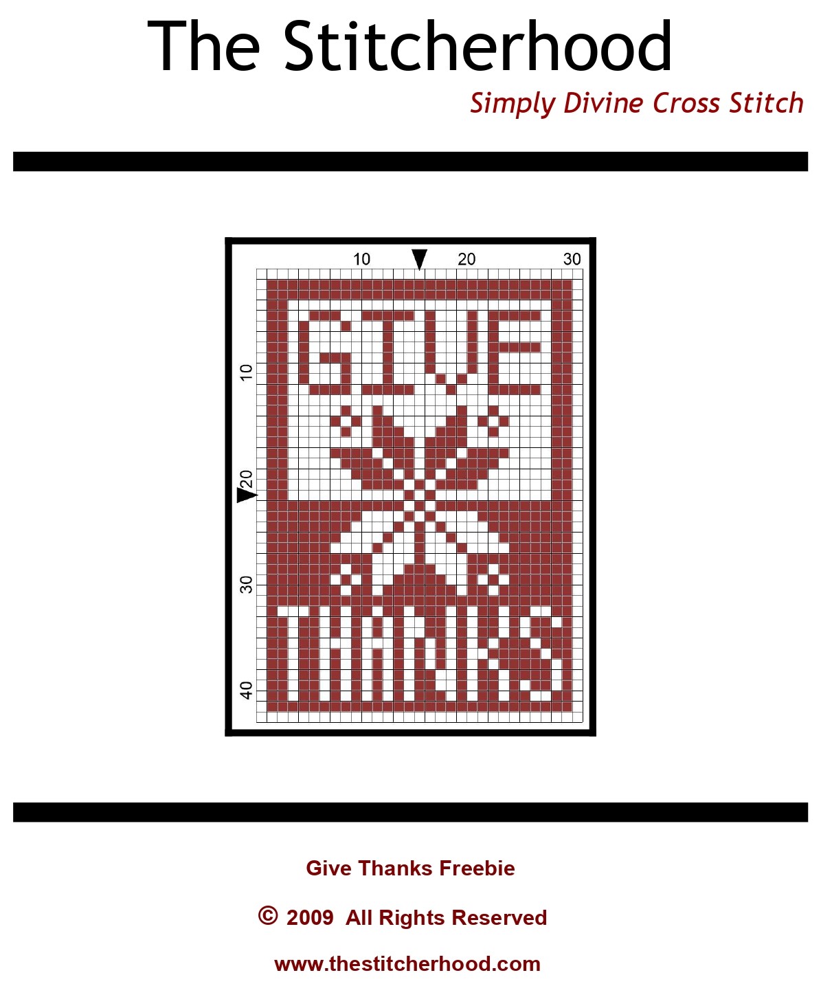 Give Thanks, a free cross stitch pattern for Thanksgiving.