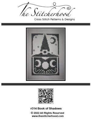 Book of Shadows Witch cross stitch design.