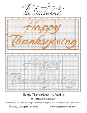 Free Thanksgiving cross stitch pattern.