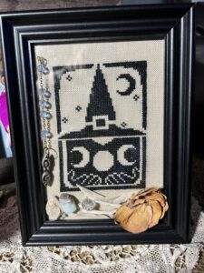 Wicca cross stitch pattern, book of shadows design, witch, wiccan, pagan cross stitch, spells