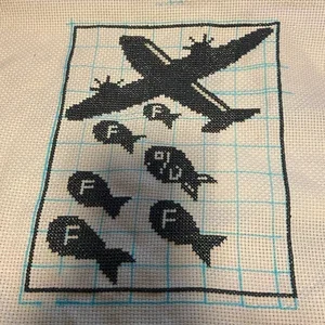 F-Bomb Cross Stitch Pattern, Bomber Design, Vintage Airplane
