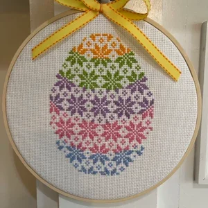 Quaker Egg, Spring, Easter Cross stitch Pattern, Design, Finished by Cindy