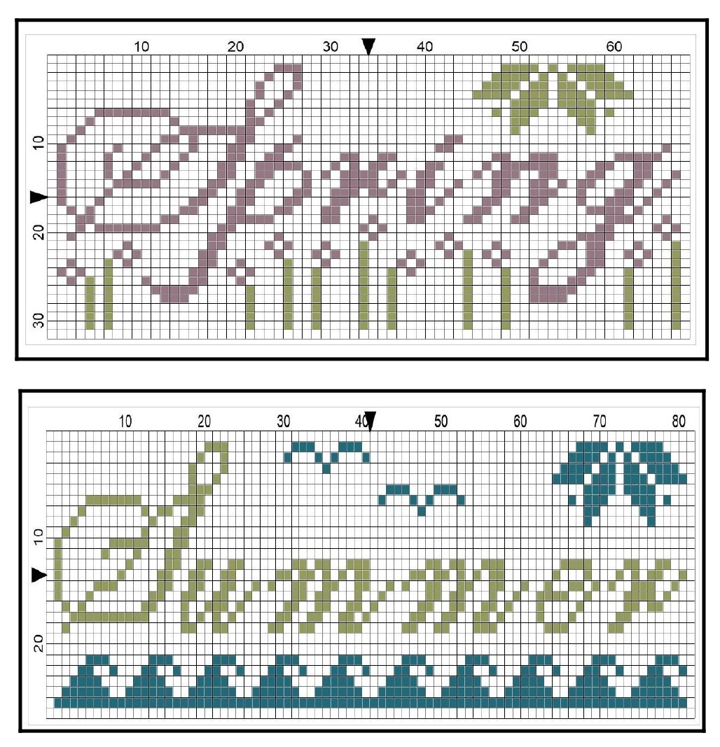 Spring freebie cross stitch pattern with flowers and a summer free design with a nautical theme.