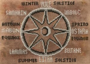 Wicca cross stitch wheel of the year