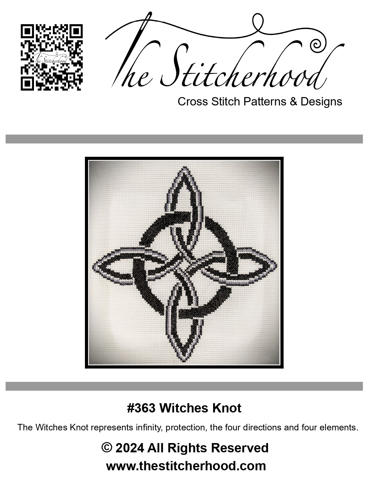 Wicca cross stitch witches knot pattern