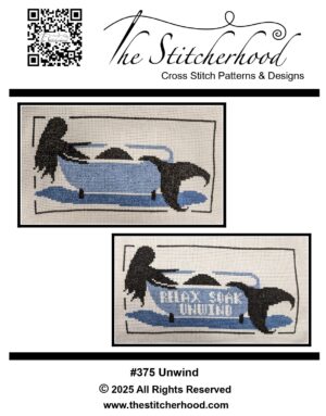 mermaid in bath tub cross stitch