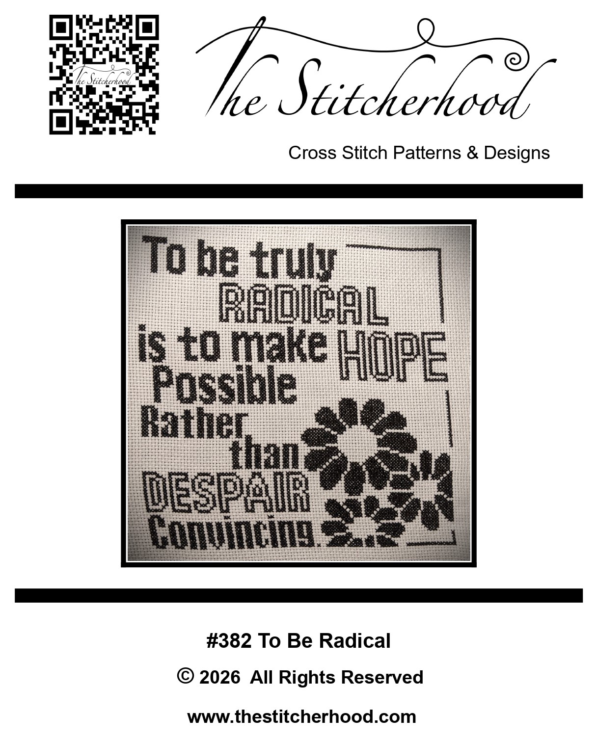 To Be Radical political cross stitch pattern.